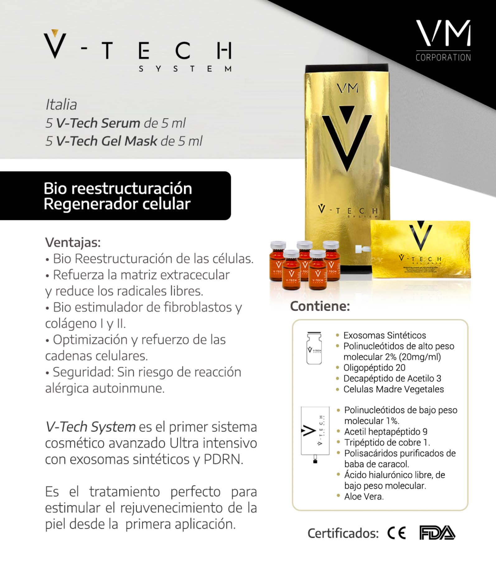 Rejuvenecimiento facial con V-Tech Bio reestructuración celular avanzada para piel saludable y joven.